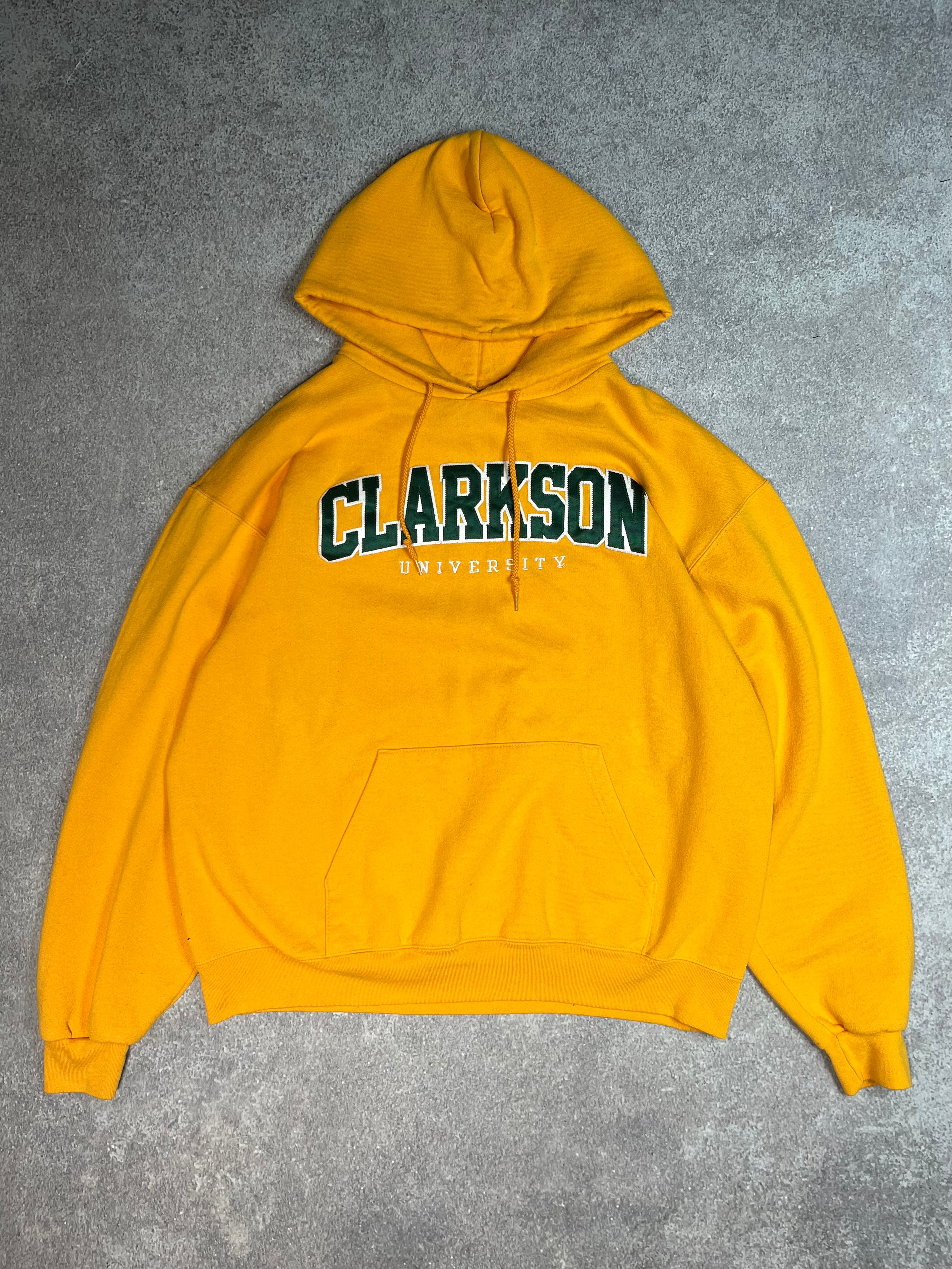 Vintage Champion Clarkson University Hoodie Yellow // Medium - RHAGHOUSE VINTAGE