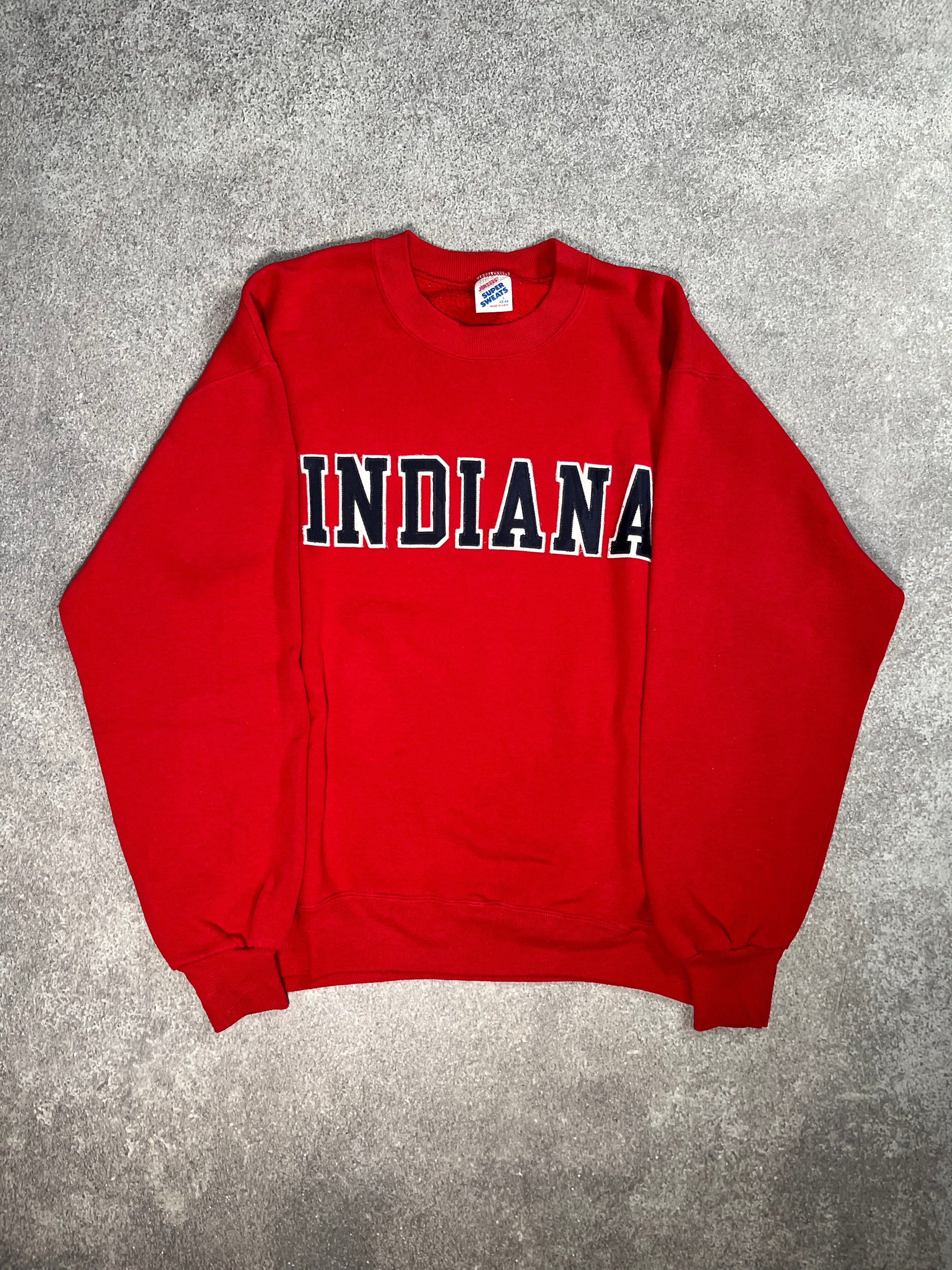 Indiana Spellout Sweatshirt Red // Small - RHAGHOUSE VINTAGE