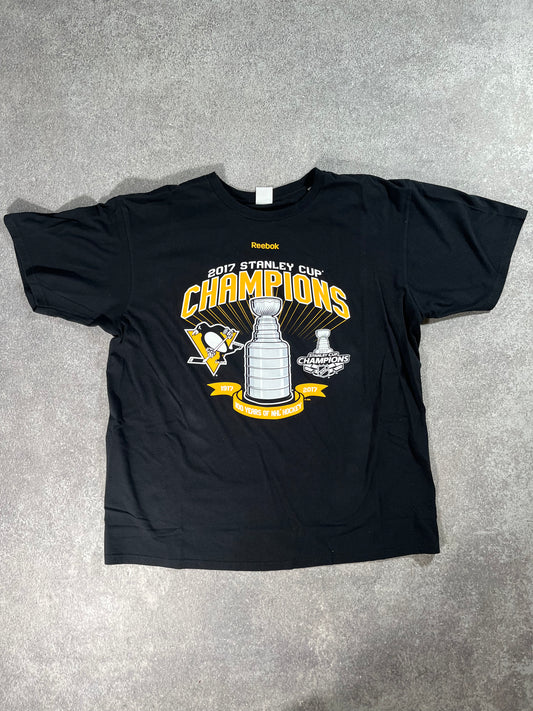 Vintage Reebok Stanley Cup 2017 Shirt Black // Large - RHAGHOUSE VINTAGE